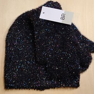 BP Beanie/Gloves Black multi color sequins sparkles